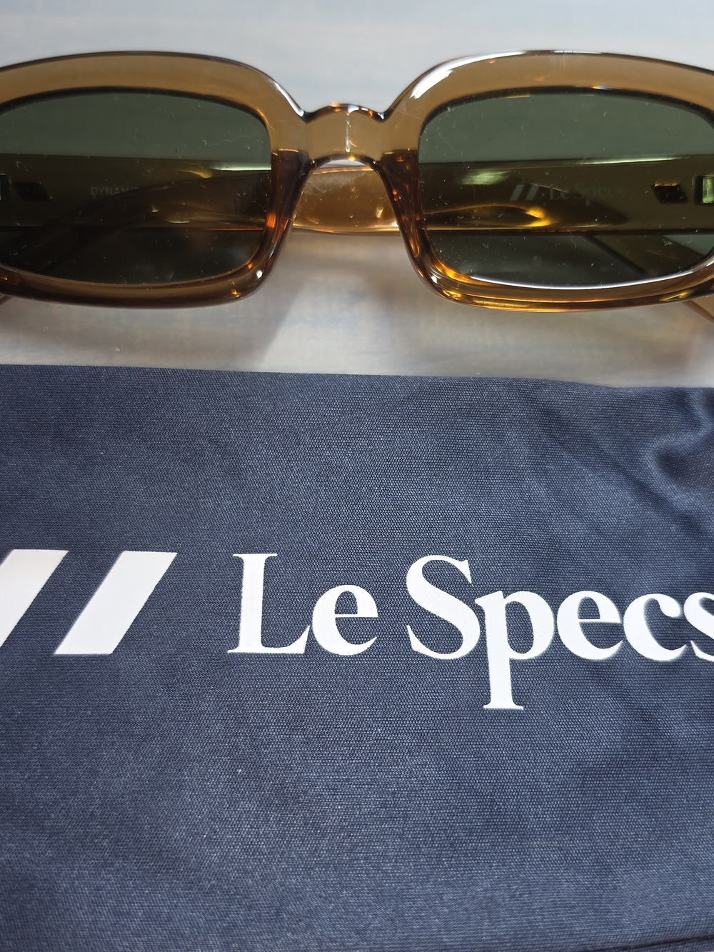 Le Specs Amber Brown Frame with Green Lenses Sunglasses
